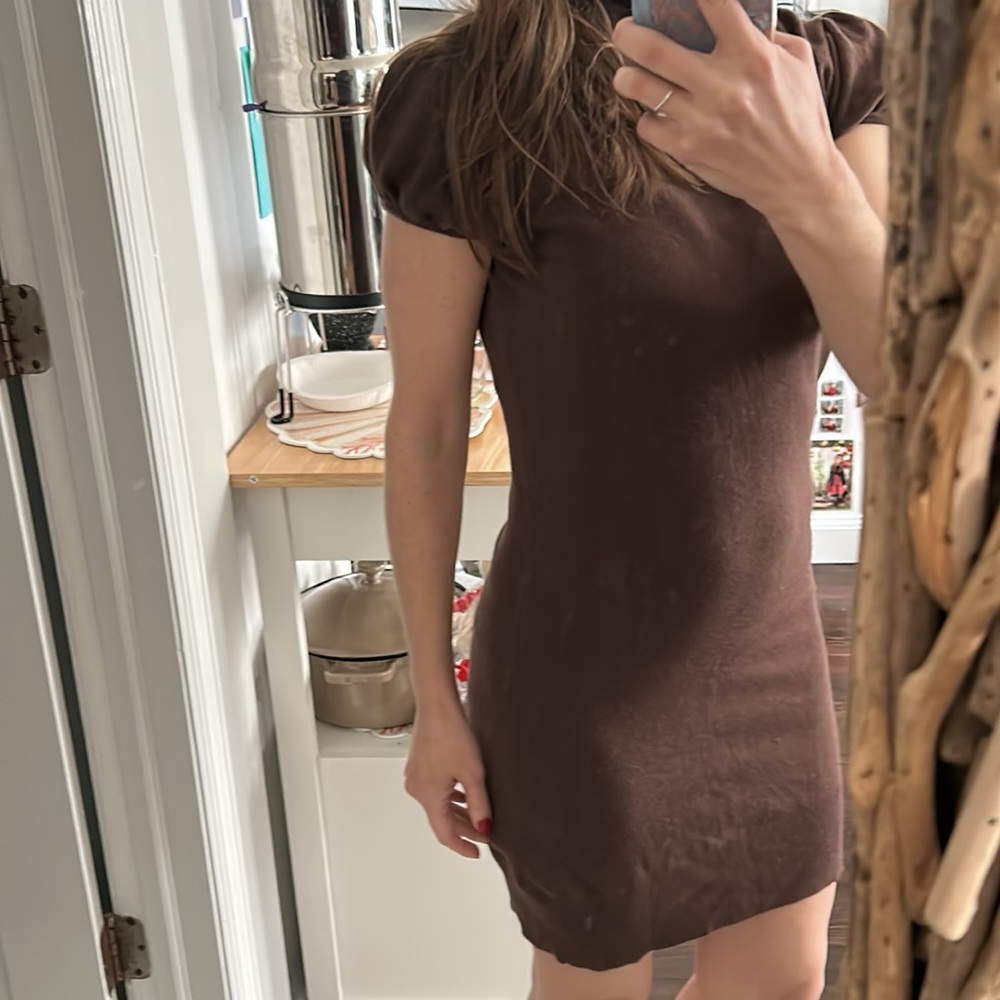 Dolce brown short sleeve sweater dress